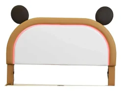Gestoffeerd Bed Met Verstelbaar Hoofdbord 140 X 200 Cm - Led'S - Pu Leer - Geel + Bruin-Vente-unique Sale