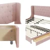 Gestoffeerd Bed 140X200Cm - Linnen Stof - Met Een Lade - Roze-ModernLuxe