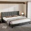 Gestoffeerd Bed 160X200Cm In Fluweel Met Lattenbodem - Grijs-ModernLuxe Hot