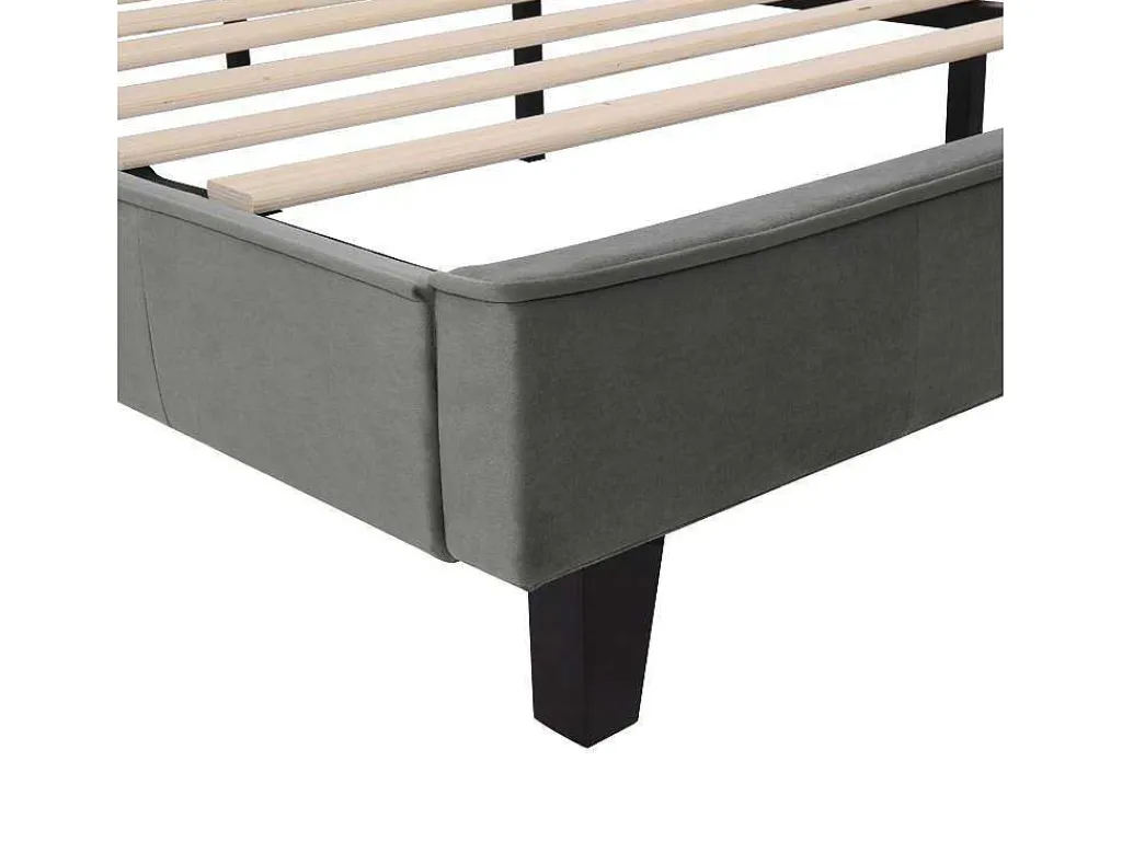 Gestoffeerd Bed 160X200Cm In Fluweel Met Lattenbodem - Grijs-ModernLuxe Hot