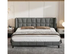 Gestoffeerd Bed 160X200Cm In Fluweel Met Lattenbodem - Grijs-ModernLuxe Hot
