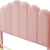 Gestoffeerd Fluwelen Bed 140X200Cm Met Lattenbodem - Verstelbaar Hoofdeinde - Roze-ModernLuxe Discount