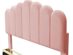 Gestoffeerd Fluwelen Bed 140X200Cm Met Lattenbodem - Verstelbaar Hoofdeinde - Roze-ModernLuxe Discount