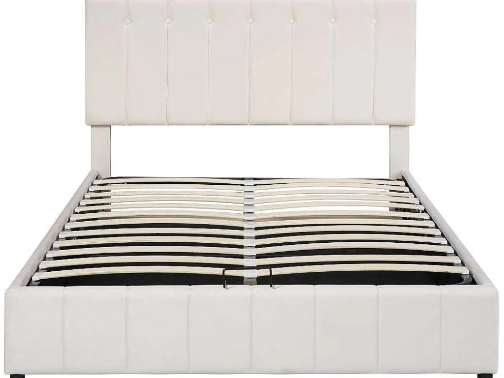 Gestoffeerd Opbergbed - 140X200Cm - Stof Fluweel - Beige-ModernLuxe Sale