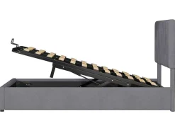 Gestoffeerd Opbergbed - 140X200Cm - Fluwelen Stof - Grijs-ModernLuxe Best