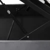 Gestoffeerd Opbergbed - 140X200Cm - Fluwelen Stof - Verstelbaar Hoofdeinde Met Blokpatroon - Grijs-ModernLuxe Online