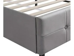 Gestoffeerd Opbergbed - 140X200Cm - Fluwelen Stof - Verstelbaar Hoofdeinde Met Blokpatroon - Grijs-ModernLuxe Online
