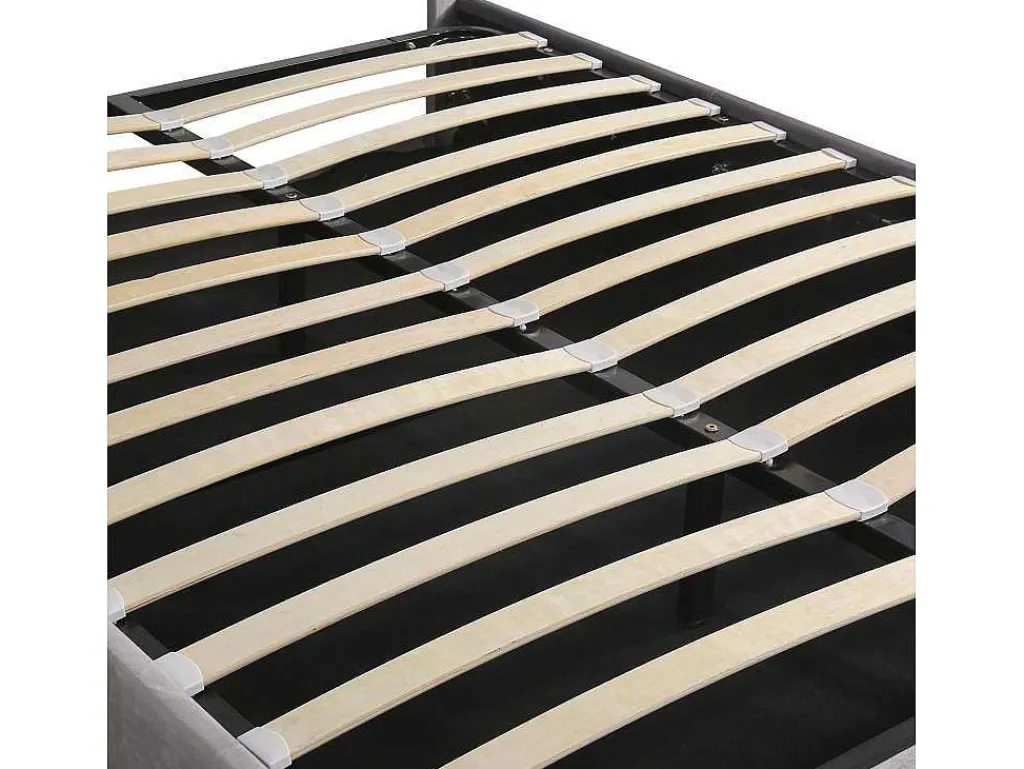 Gestoffeerd Opbergbed 140X200Cm - Fluwelen Stof - Met Led En Bluetooth Speler - Grijs-ModernLuxe Online