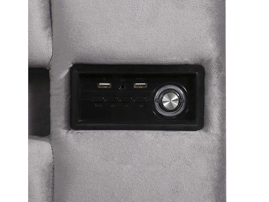 Gestoffeerd Opbergbed 140X200Cm - Fluwelen Stof - Met Led En Bluetooth Speler - Grijs-ModernLuxe Online