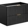 Gestreept Hangend Meubel Onder Wastafel - Zwart - L80 Cm - Zevara-Vente-unique Online