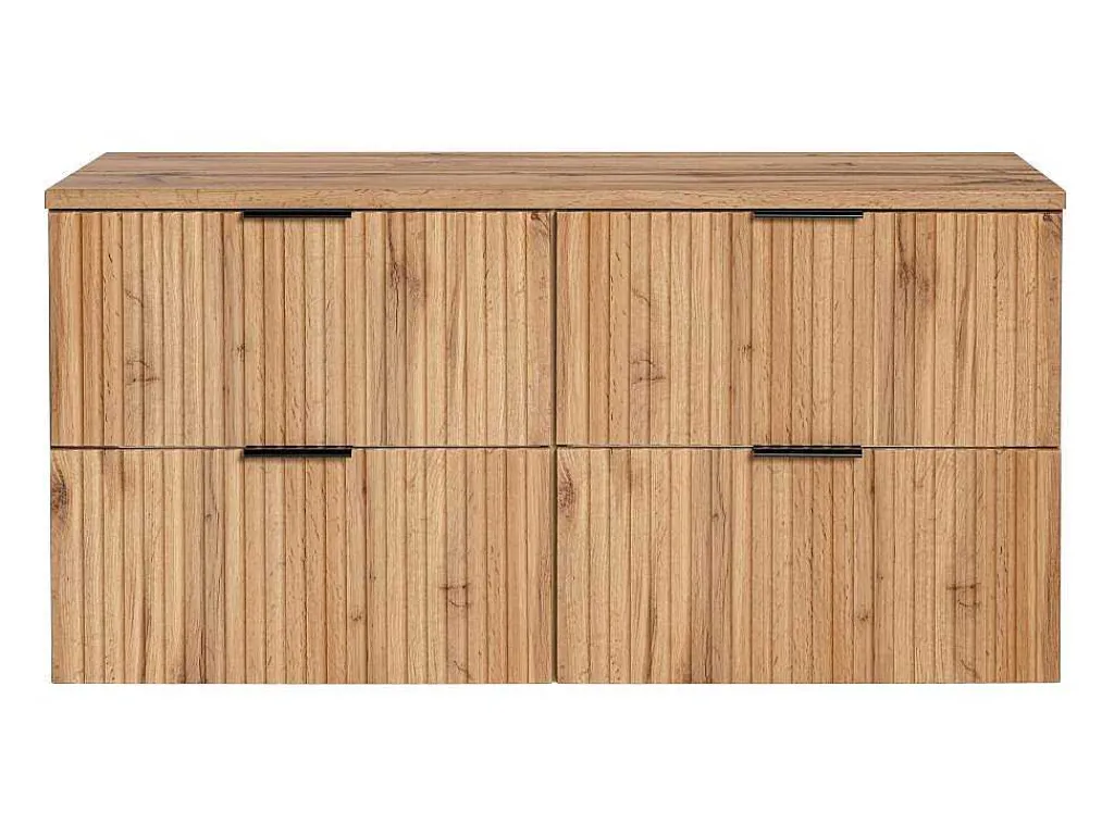 Gestreept Hangend Meubel Onder Wastafel Met Plank - Licht Naturel - L120 Cm - Zevara-Vente-unique Outlet