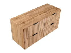 Gestreept Hangend Meubel Onder Wastafel Met Plank - Licht Naturel - L120 Cm - Zevara-Vente-unique Outlet