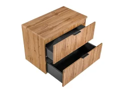 Gestreept Hangend Meubel Onder Wastafel Met Plank - Licht Naturel - L80 Cm - Zevara-Vente-unique