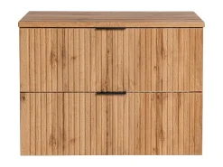 Gestreept Hangend Meubel Onder Wastafel Met Plank - Licht Naturel - L80 Cm - Zevara-Vente-unique