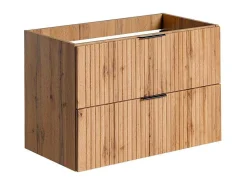Gestreept Hangend Meubel Onder Wastafel - Licht Naturel - L80 Cm - Zevara-Vente-unique Discount