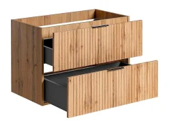Gestreept Hangend Meubel Onder Wastafel - Licht Naturel - L80 Cm - Zevara-Vente-unique Discount