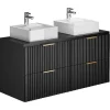 Gestreept Hangmeubel Voor Badkamer Met Wastafel Om Te Plaatsen - Zwart - L120 Cm - Zevara-Vente-unique