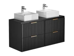 Gestreept Hangmeubel Voor Badkamer Met Wastafel Om Te Plaatsen - Zwart - L120 Cm - Zevara-Vente-unique