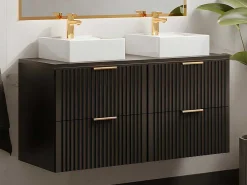 Gestreept Hangmeubel Voor Badkamer Met Wastafel Om Te Plaatsen - Zwart - L120 Cm - Zevara-Vente-unique