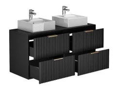 Gestreept Hangmeubel Voor Badkamer Met Wastafel Om Te Plaatsen - Zwart - L120 Cm - Zevara-Vente-unique