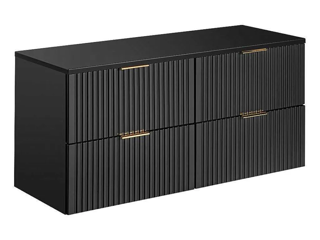 Gestreept Hangmeubel Voor Badkamer Met Wastafel Om Te Plaatsen - Zwart - L120 Cm - Zevara-Vente-unique