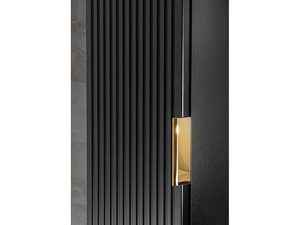 Gestreepte Hangende Badkamerkolom - Zwart - H140 Cm - Zevara-Vente-unique Outlet