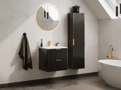 Gestreepte Hangende Badkamerkolom - Zwart - H140 Cm - Zevara-Vente-unique Outlet