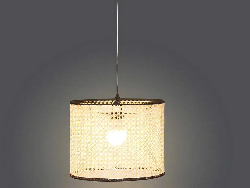 Gevlochten Hanglamp Neirobi - Etnische Stijl - Ijzer En Rotan - D30 X H120 Cm - Naturel-OZAIA Hot