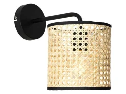 Gevlochten Wandlamp In Etnische Stijl - Neirobi - Ijzer En Rotan - H25 Cm - Zwart En Naturel-OZAIA Clearance