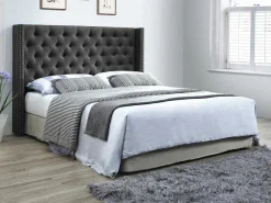 Gewatteerd Hoofdbord Massimo - Stof - 160 Cm - Grijs-Vente-unique Discount