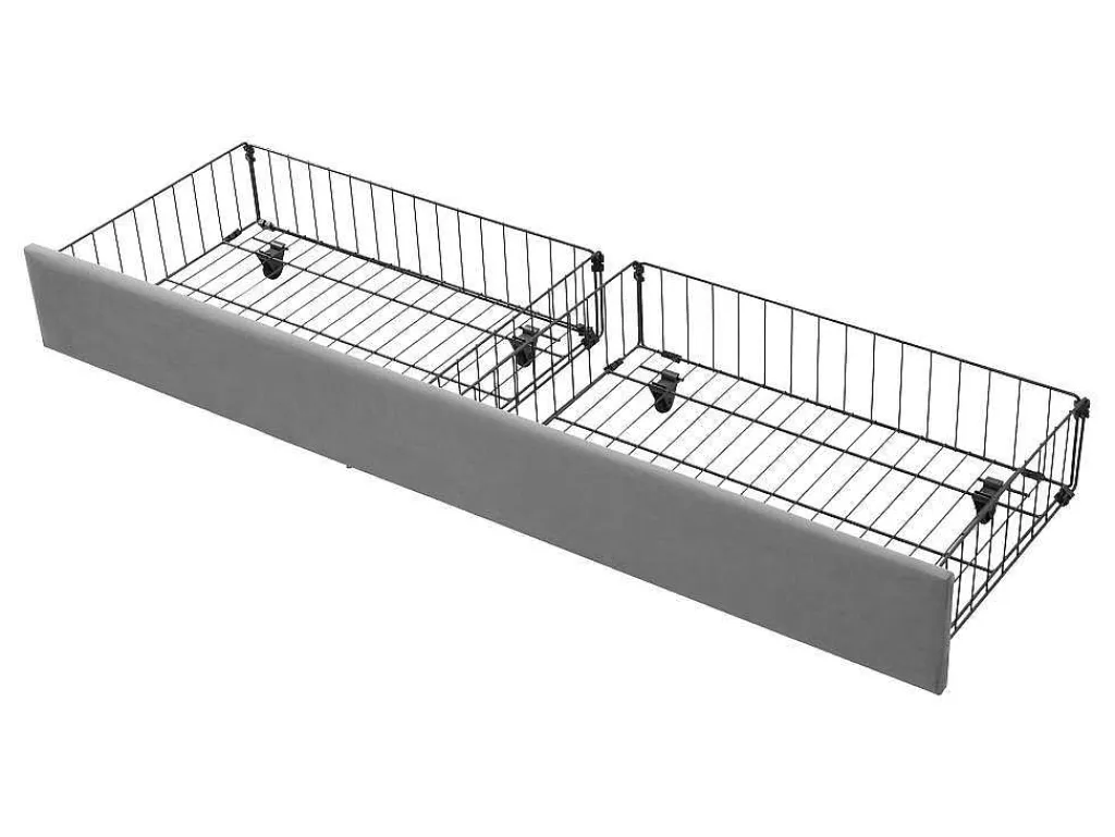 Gewatteerd Opbergbed 160X200Cm In Fluweel Met Lade + Lattenbodem - Grijs (Zonder Matras)-ModernLuxe Clearance