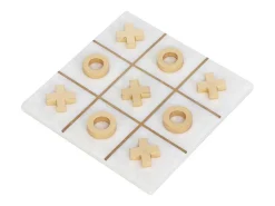 Gezelschapsspel - Boter-Kaas-En-Eieren - Marmer En Messing En Wit - L20,5 X H2,5 X D20,5 Cm - Tactoe-Vente-unique New