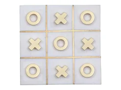 Gezelschapsspel - Boter-Kaas-En-Eieren - Marmer En Messing En Wit - L20,5 X H2,5 X D20,5 Cm - Tactoe-Vente-unique New