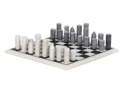Gezelschapsspel - Schaakbord - Wit En Zwart Marmer - L30,5 X H2,54 X D30,5 Cm - Chessy-Vente-unique Clearance
