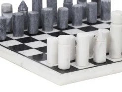 Gezelschapsspel - Schaakbord - Wit En Zwart Marmer - L30,5 X H2,54 X D30,5 Cm - Chessy-Vente-unique Clearance