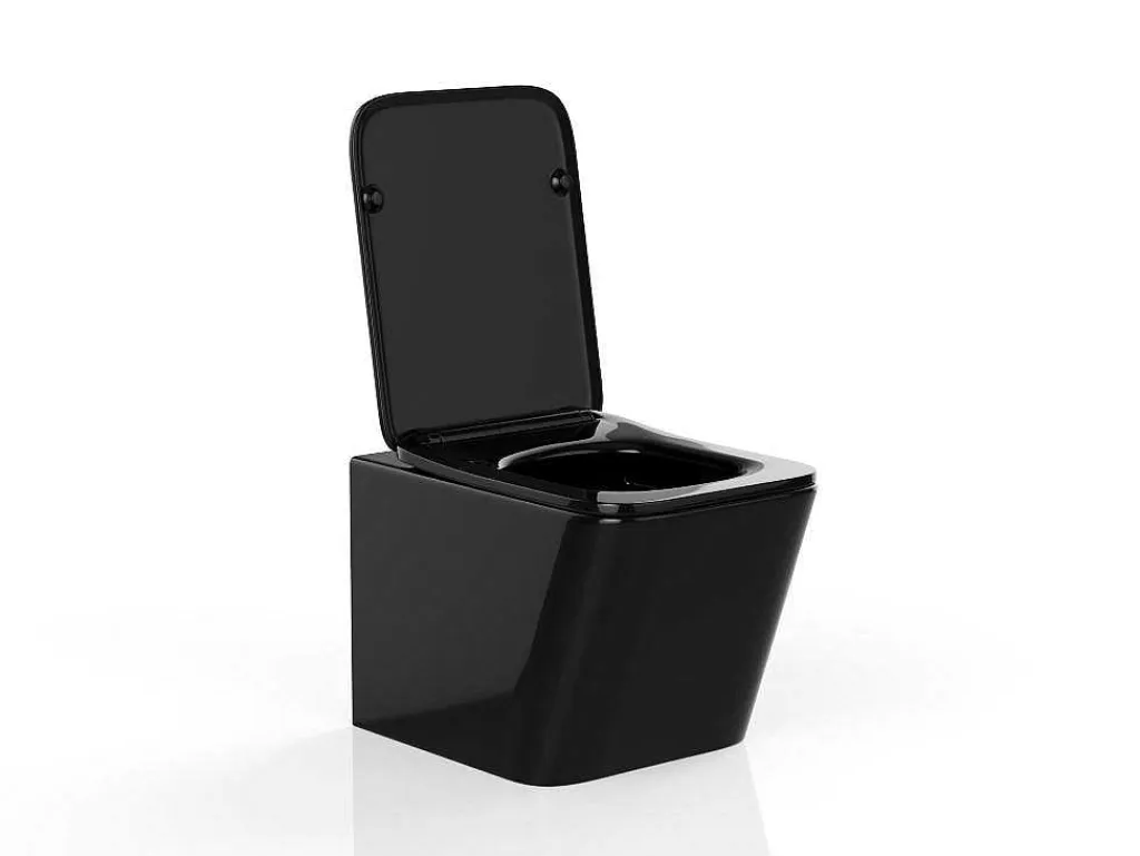 Glanzend Zwarte Hang-Wc Van Keramiek Zonder Rand - Clemona-Vente-unique Clearance