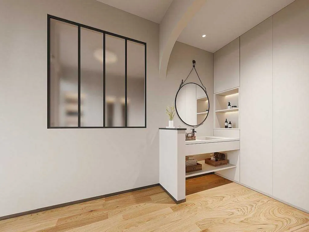 Glasraam Werkplaatsstijl Van Van Aluminium En Gematteerd Glas - 120 X 130 Cm - Zwart - Bayview-Vente-unique Sale