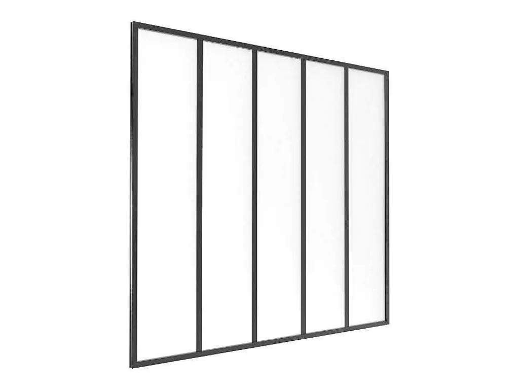 Glasraam Werkplaatsstijl Van Van Aluminium En Gematteerd Glas - 150 X 130 Cm - Zwart - Bayview-Vente-unique Online