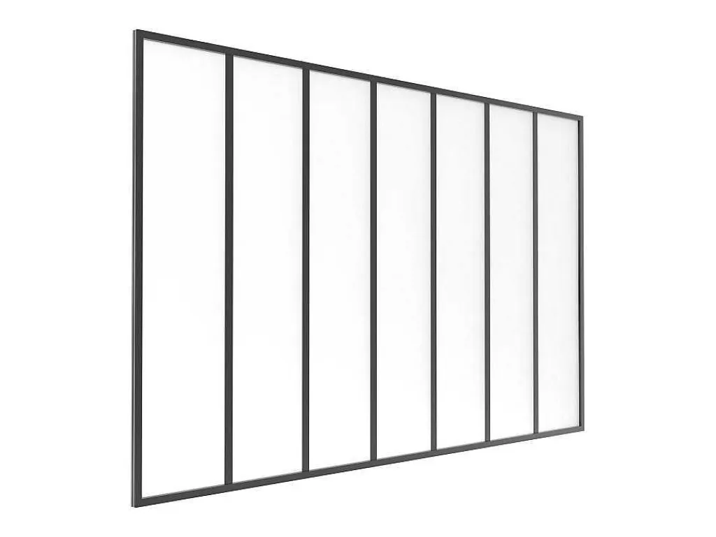 Glasraam Werkplaatsstijl Van Van Aluminium En Gematteerd Glas - 210 X 130 Cm - Zwart - Bayview-Vente-unique Sale