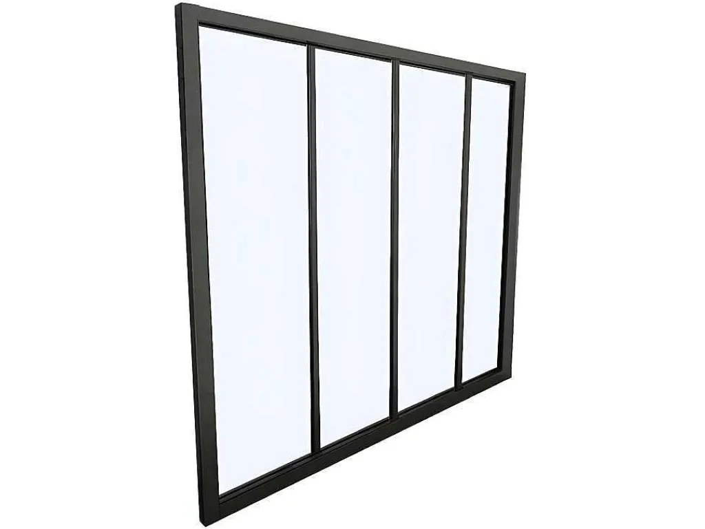 Glazen Binnenraam Bayview Van Aluminium Met Zwarte Poedercoating - 120 X 105 Cm-Vente-unique Sale