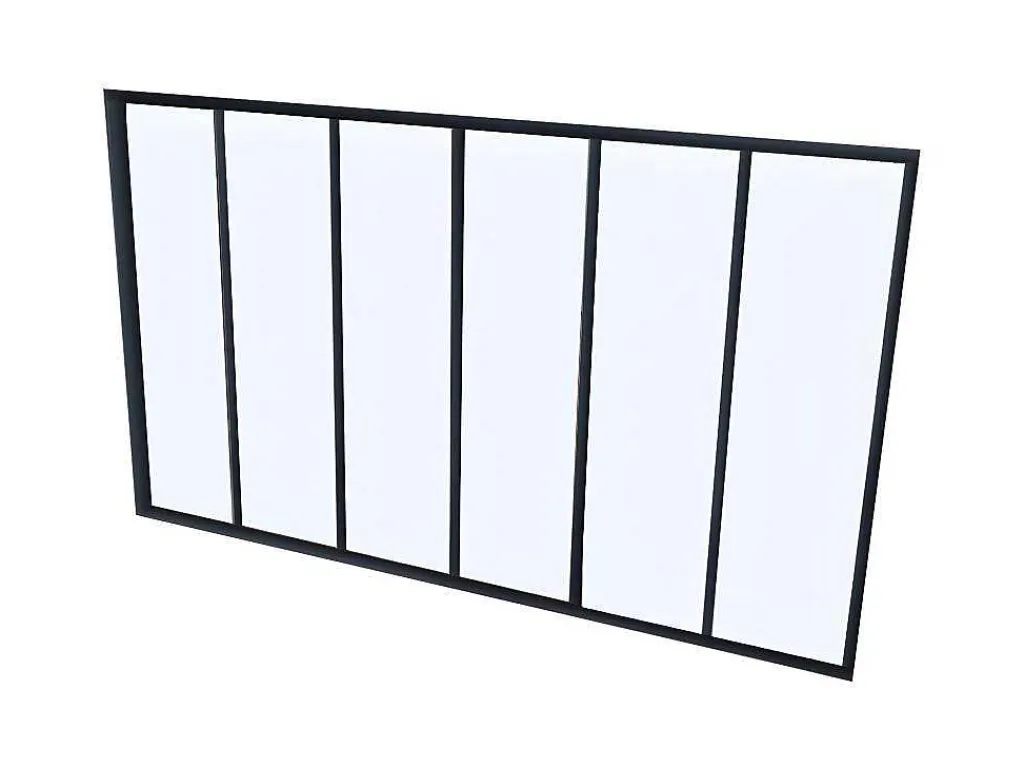 Glazen Binnenraam Bayview Van Alumimium Met Zwarte Poedercoating - 180 X 130 Cm-Vente-unique New