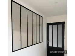 Glazen Binnenraam Bayview Van Alumimium Met Zwarte Poedercoating - 180 X 130 Cm-Vente-unique New