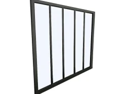 Glazen Binnenraam Bayview Van Aluminium Met Zwarte Poedercoating - 150 X 130 Cm-Vente-unique Outlet