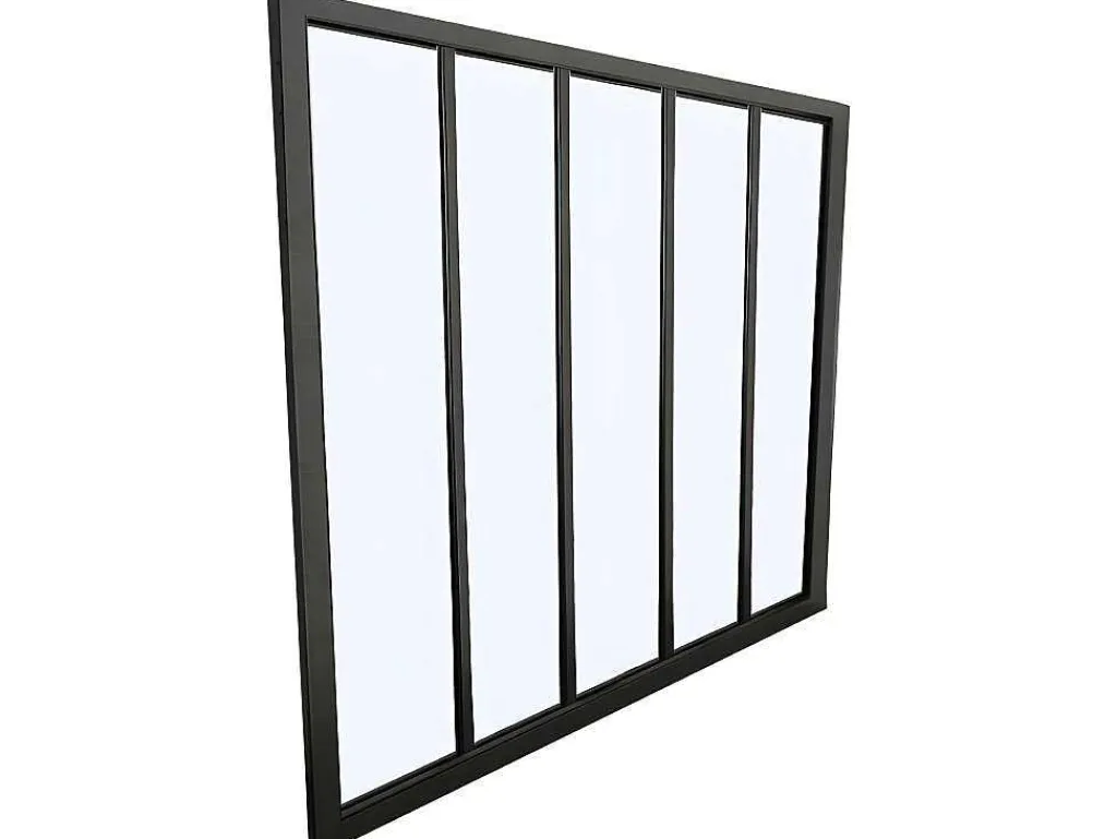 Glazen Binnenraam Bayview Van Aluminium Met Zwarte Poedercoating - 150 X 130 Cm-Vente-unique Outlet