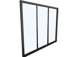 Glazen Binnenraam Bayview Van Aluminium Met Zwarte Poedercoating - 90 X 130 Cm-Vente-unique