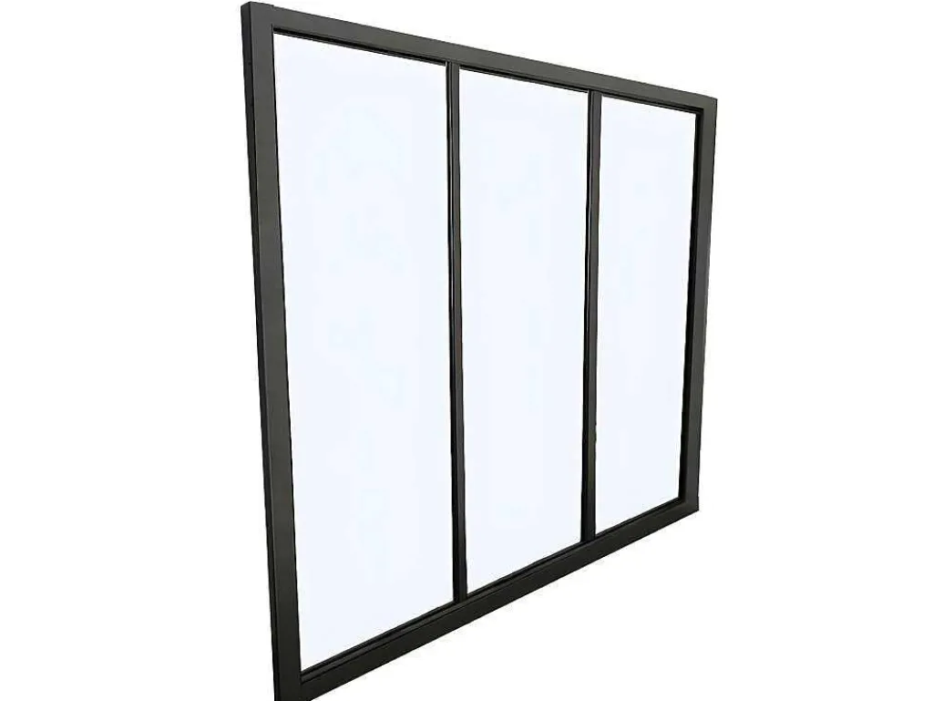 Glazen Binnenraam Bayview Van Aluminium Met Zwarte Poedercoating - 90 X 130 Cm-Vente-unique
