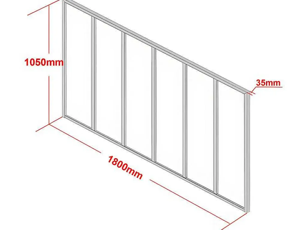 Glazen Binnenraam Bayview In Aluminium Met Witte Poedercoating - 180X105 Cm-Vente-unique Sale