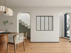 Glazen Designbinnenraam Van Gepoederlakt Aluminium En Gehard Textuurglas 120 X 105 Cm Zwart Vietra-Vente-unique Clearance