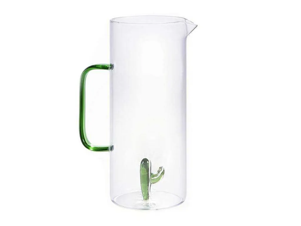 Glazen Karaf Met Cactus - Transparant En Groen - O14,5 X H24 Cm - Olata-OZAIA New