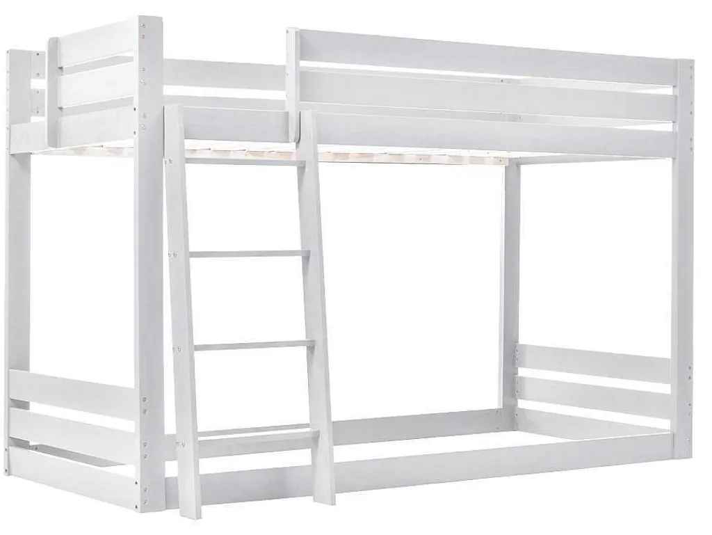 Grenen Stapelbed Met Plank En Glijbaan + Lattenbodem - 90X200Cm - Wit-ModernLuxe Sale